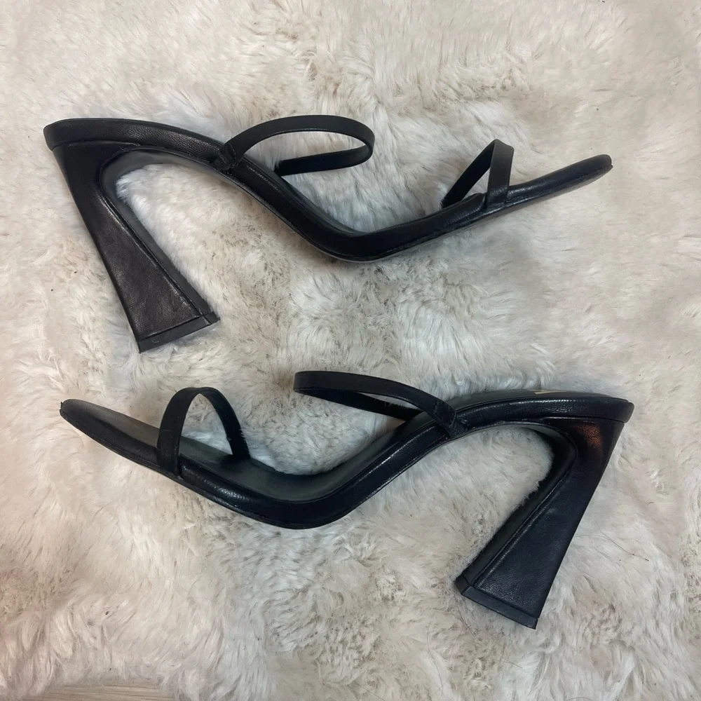 LPA Black Leather Strappy Caprice High Heel Sandals